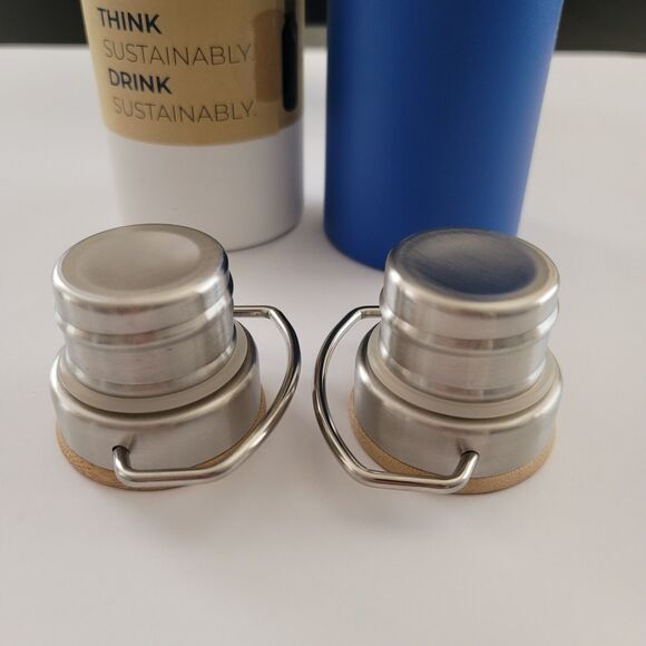 4OCEAN Insulated Blue & White Stainless Steel Reusable Water Bottles Set Of 2 - Picture 9 of 13